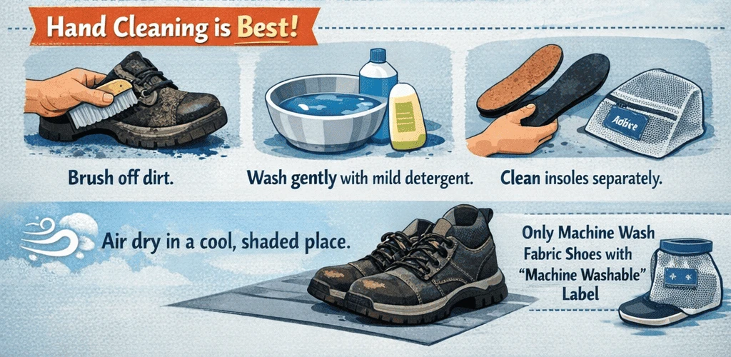 Safety shoes washing skills Safety shoes washing skills